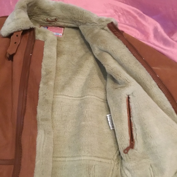 Pan United Protocol Leather suede fur bomber jacket M made in the USA - Picture 12 of 17
